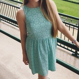 Aqua crochet patterned tank dress
